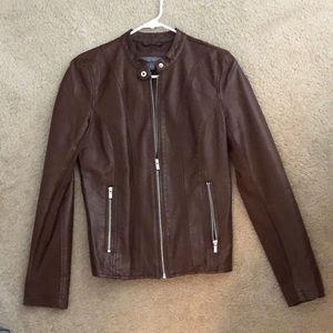 Kenneth Cole Reaction Brown Pleather Jacket